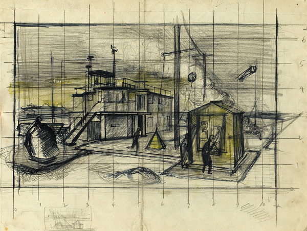 Artist Alan Sorrell (1904-1974): Study for Watch Office, RAF Station, circa 1944