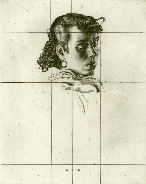 Artist Robert Austin (1895-1973): Study of a girls head, 1936
