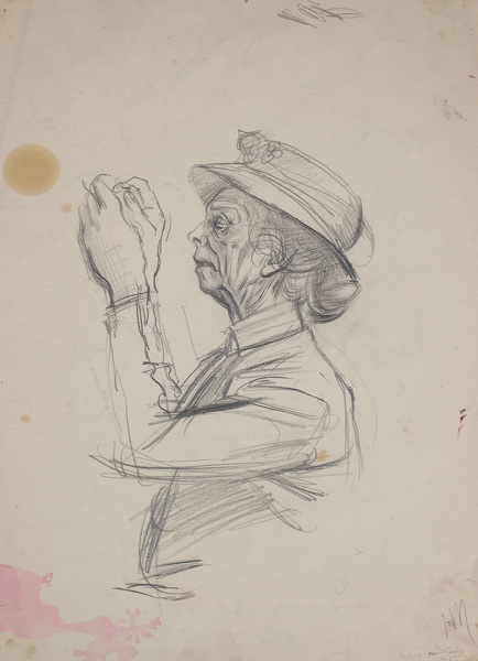 Artist Alan Sorrell (1904-1974): Study of Mrs Turner, for the mural at Turners Hardware shop in Hadleigh High Street, circa 1956