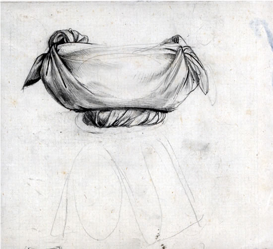 Artist Anne Newland (1913-1997): Study of a basket balanced on a womans head, for The Legend of Ceres, c. 1949