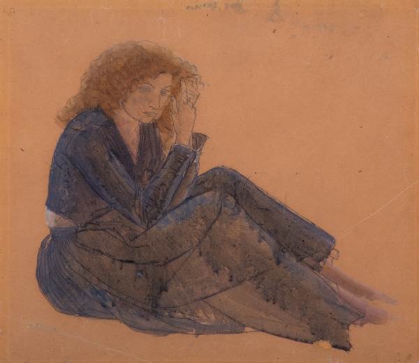 Artist Winifred Knights (1899-1947): Colour Study for Foreground Figure of Woman Combing her Hair, Santissima Trinita, mid 1920s