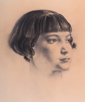Artist Alfred Kingsley Lawrence: Three-quarter Profile Portrait of a Young Girl with a Bob, Looking to her Left, circa 1925