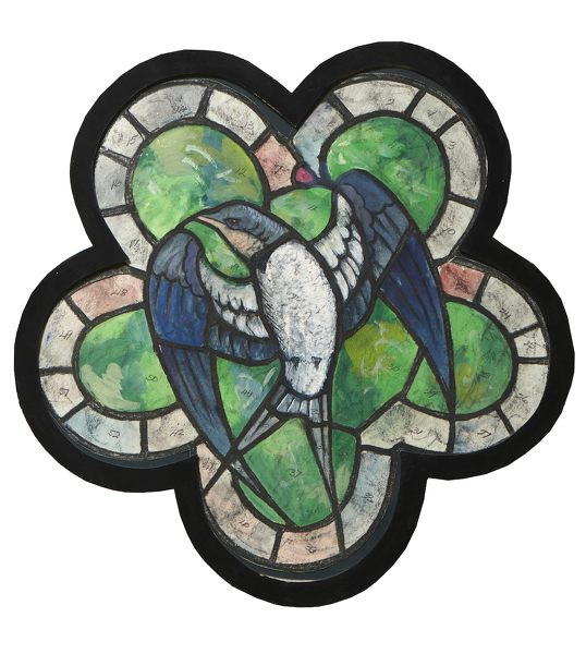 Artist Edward Irvine Halliday: Stained glass window design with Swallow