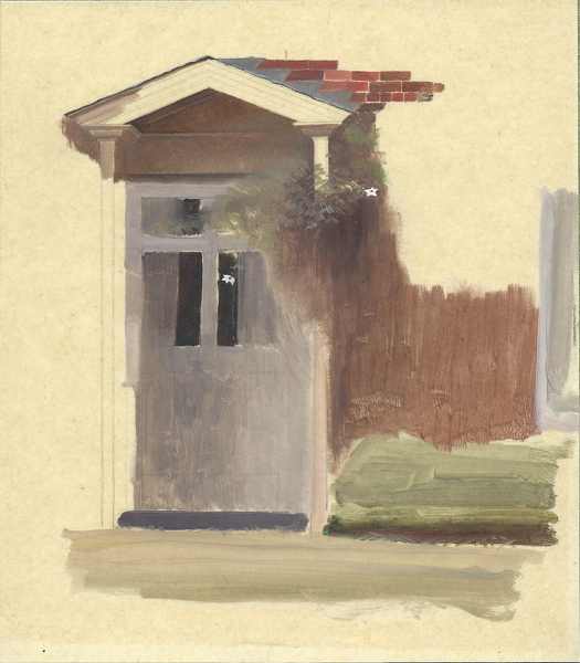 Winifred-Knights: The-Front-Door-of-Line-Holt-Farm-House,-late-1920s