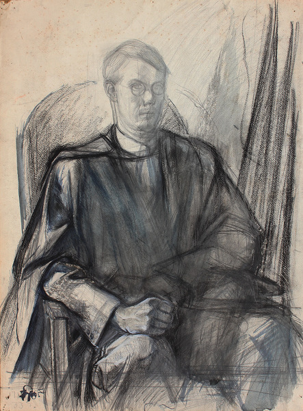 Artist Alan Sorrell (1904-1974): Self Portrait in Graduation Gown, circa 1927