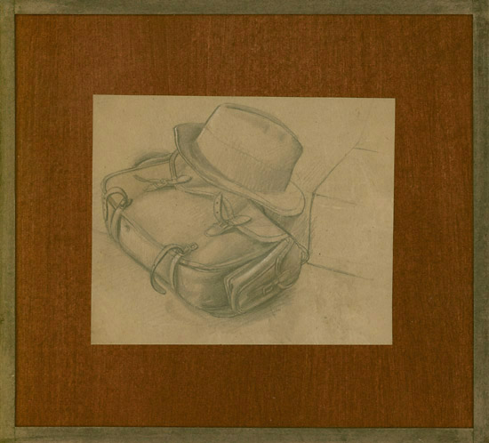 Stanley-Lewis: Study-for-Hyde-Park:-the-Artists-Painting-satchel-and-hat