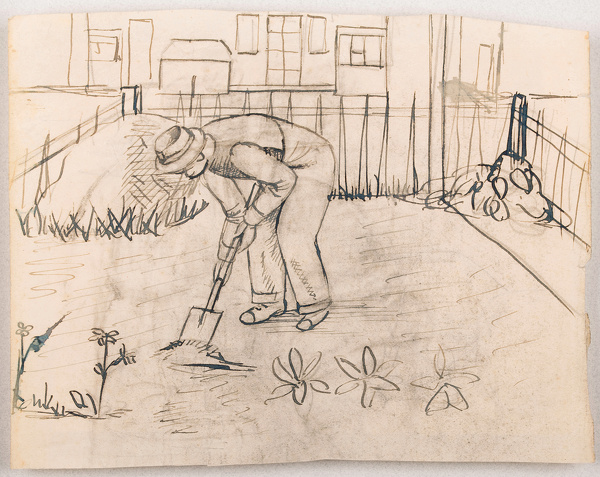 Artist Stanley Lewis: Digging the allotement, mid 1920s