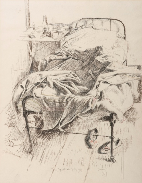Artist Robert Austin: My bed, rainy day, 1939
