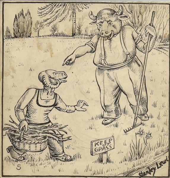 Artist Stanley Lewis (1905 - 2009): Keep off the grass