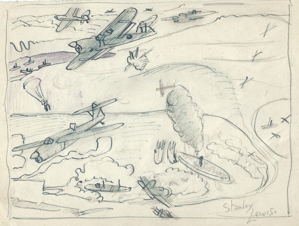 Artist Stanley Lewis: Study for The Attack on the Tirpitz by the Fleet Air Arm, 1944