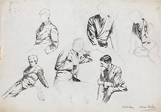 Artist Edward Irvine Halliday (1902-1984): Sheet of studies