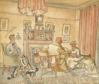 Artist Alan Sorrell: Tea time, 1926