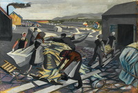Artist Alan Sorrell: Processing the Catch, Wharf Scene, Iceland, c.1935
