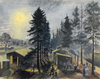 Artist Alan Sorrell: RAF Camp in the Woods