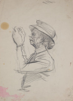 Artist Alan Sorrell: Study of Mrs Turner, for the mural at Turners Hardware shop in Hadleigh High Street, circa 1956