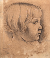 Artist Stanley Lewis: Study of Joan in profile, 1929