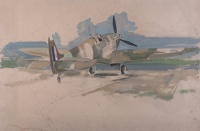 Artist Alfred Kingsley Lawrence: Rear view Spitfire