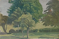 Artist Sir Thomas Monnington: View from the ante-room window, Leyswood, circa 1948