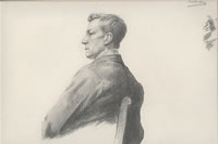 Artist Edward Irvine Halliday: Profile portrait of R.P. Longden, (Bobby Longdon) half-length, c.1927